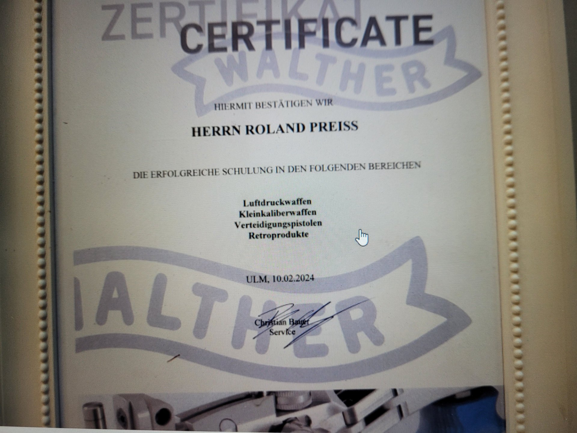 Walther LP300 Luftpistole Kartusche TÜV 06/34 – Bild 5