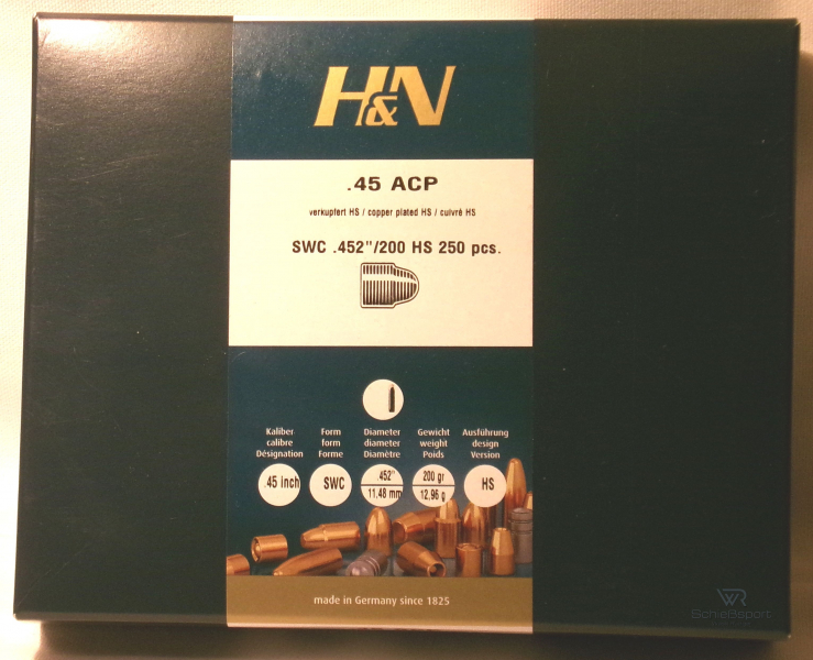 250 H&N .45ACP(.452Dia.) - 200 - SWC - verkupfert-HIGH-SPEED -250er Box – Bild 1