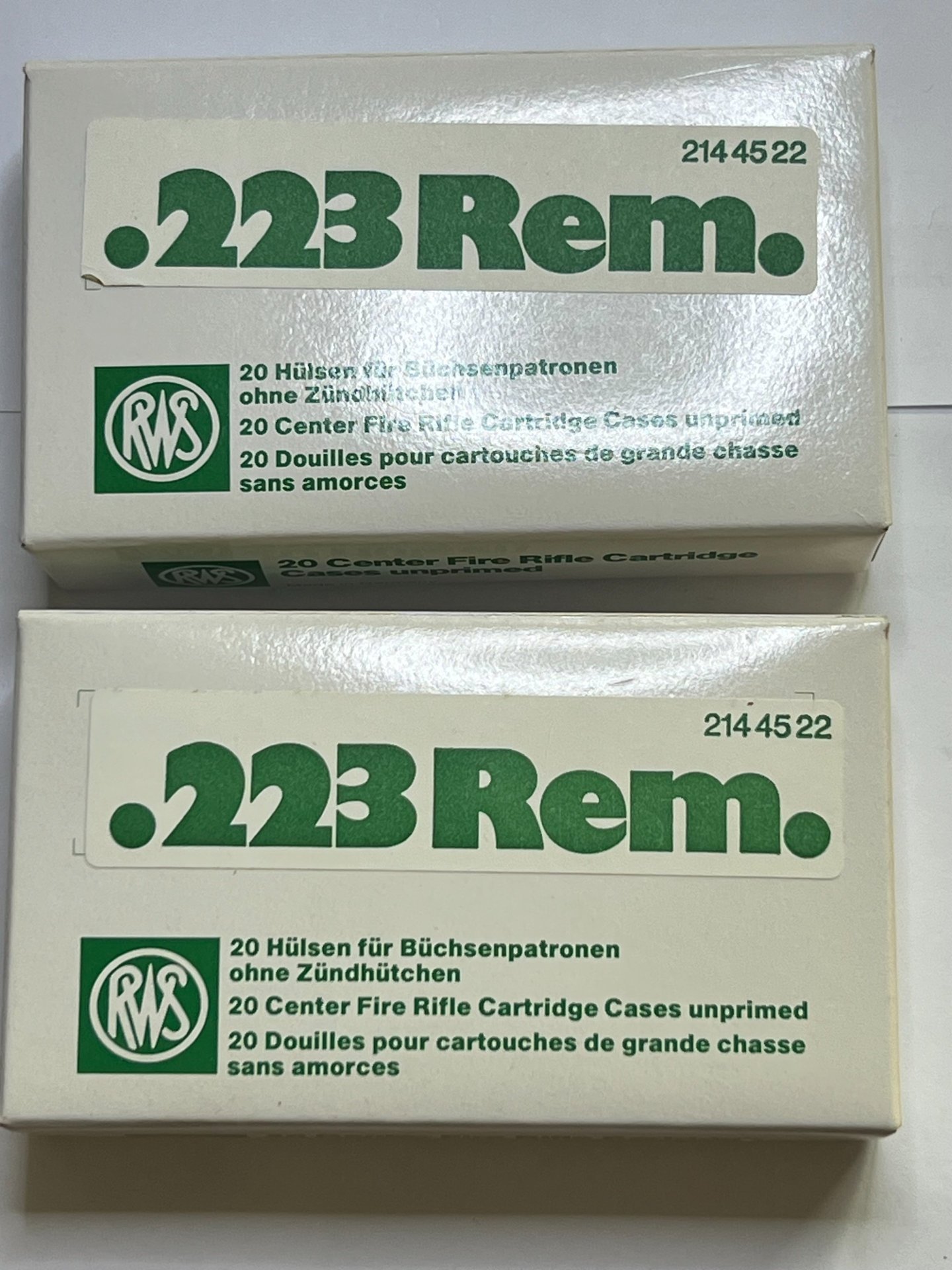 .223 Rem. Hülsen RWS neu und mit Zündern versehen – Bild 1