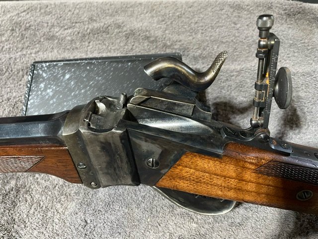 Pedersoli Sharps 1874 Target .45 Schwarzpulver Diopter Match Stecher – Bild 2