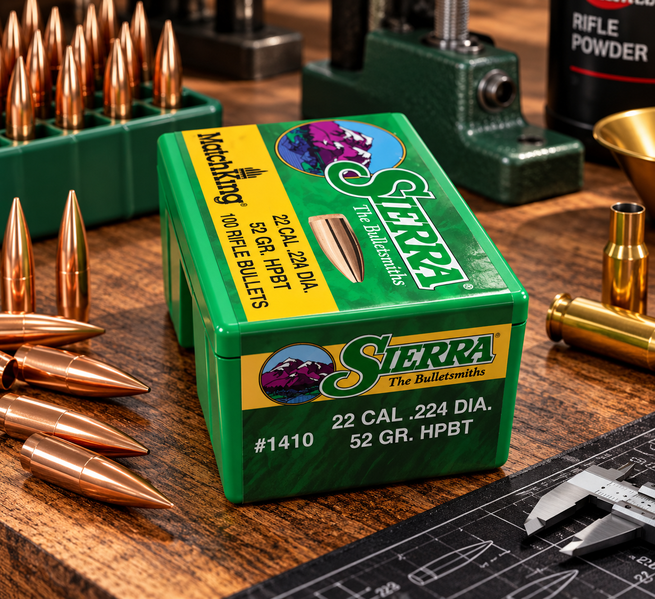 Sierra MatchKing .224 – 52 gr / 3,4 g HPBT – Präzisionsgeschosse – Bild 1