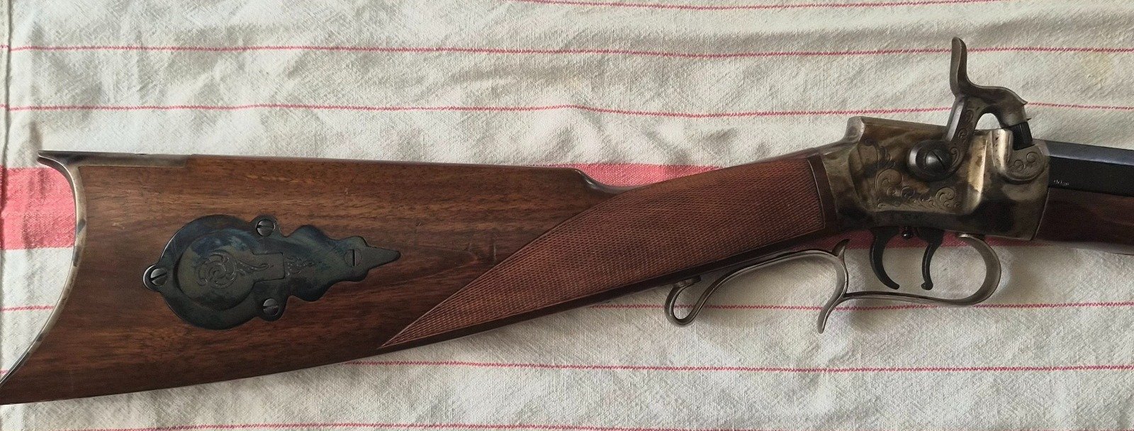 Vorderlader-Gewehr "WESSON RIFLE" Kal. .50 | Pracht-Bunthärtung & Gravuren | Top Lauf innen–Erbstück – Bild 4