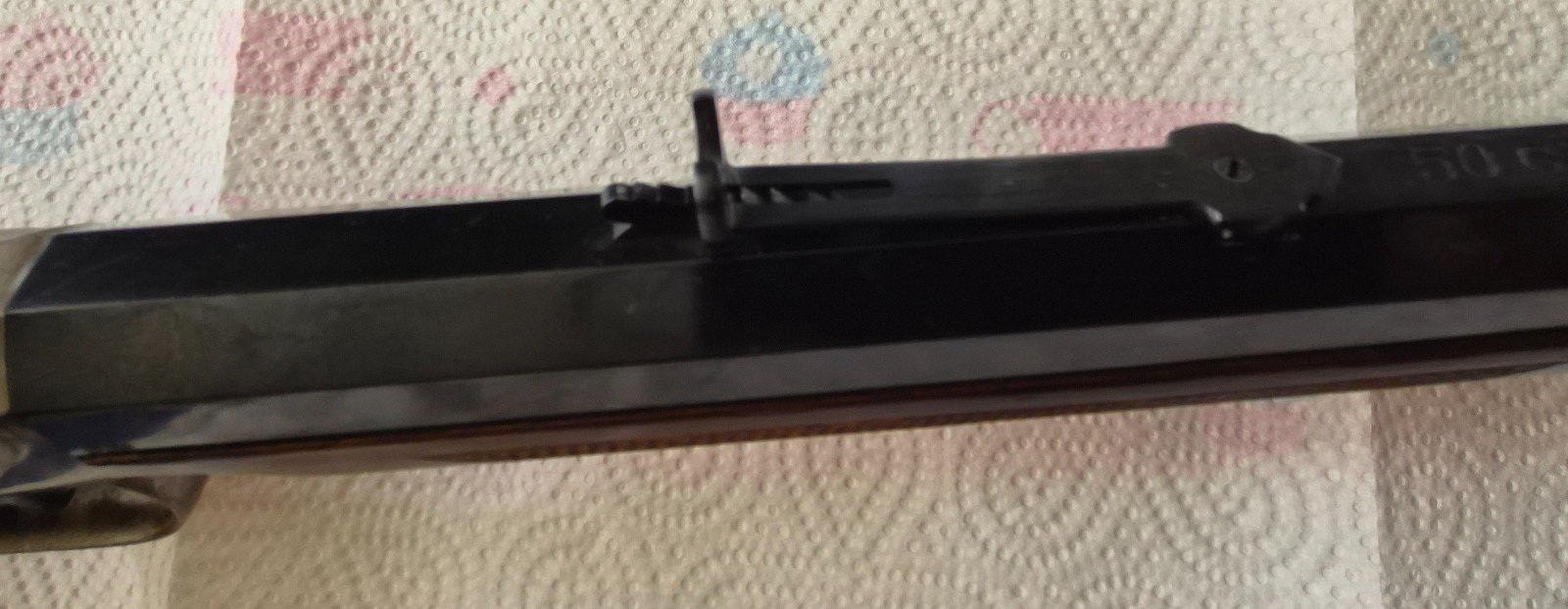 Vorderlader-Gewehr "WESSON RIFLE" Kal. .50 | Pracht-Bunthärtung & Gravuren | Top Lauf innen–Erbstück – Bild 7