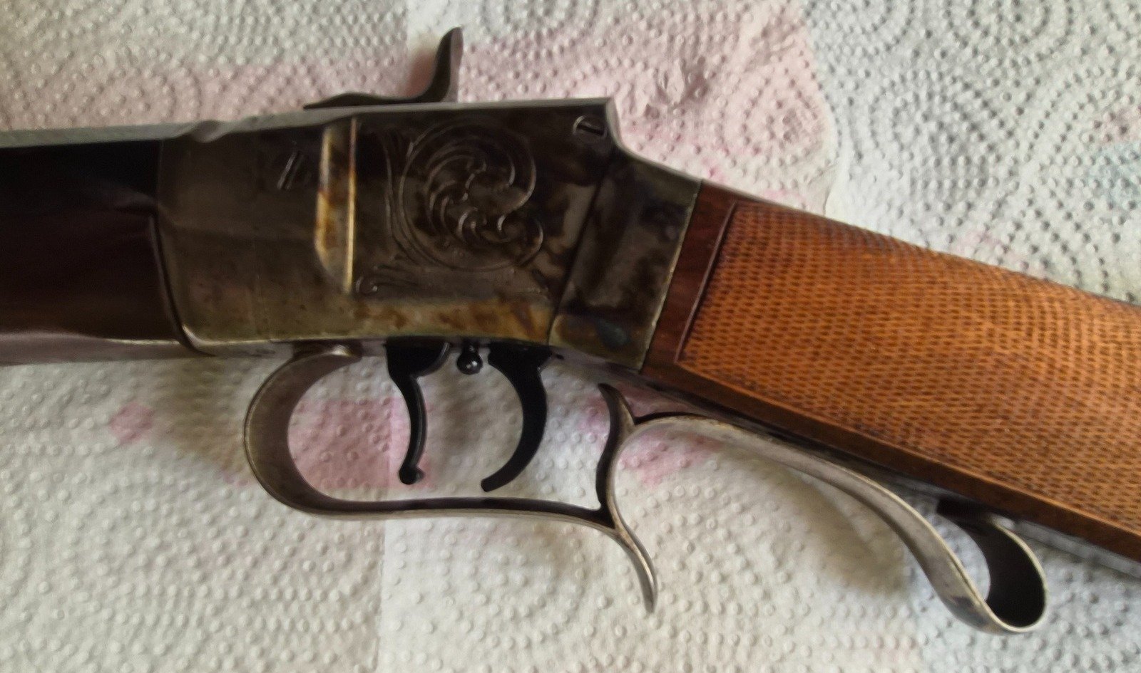 Vorderlader-Gewehr "WESSON RIFLE" Kal. .50 | Pracht-Bunthärtung & Gravuren | Top Lauf innen–Erbstück – Bild 11