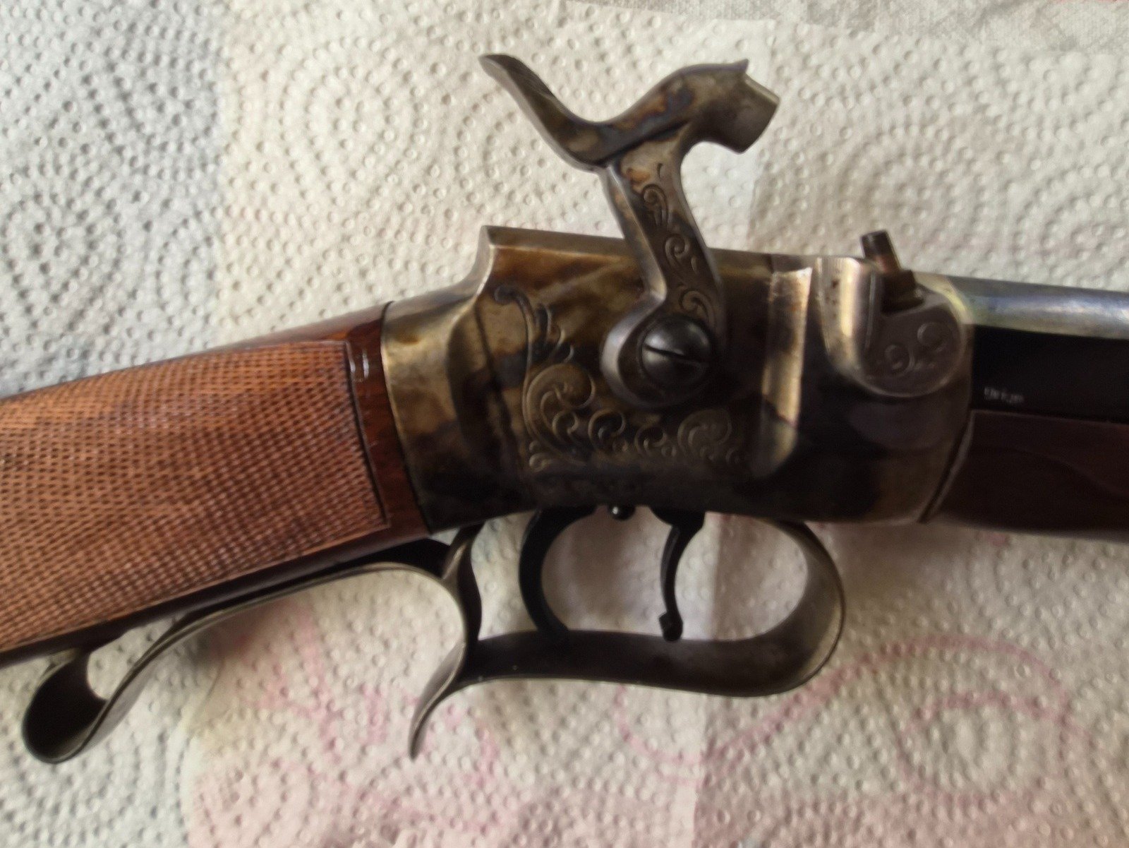 Vorderlader-Gewehr "WESSON RIFLE" Kal. .50 | Pracht-Bunthärtung & Gravuren | Top Lauf innen–Erbstück – Bild 10