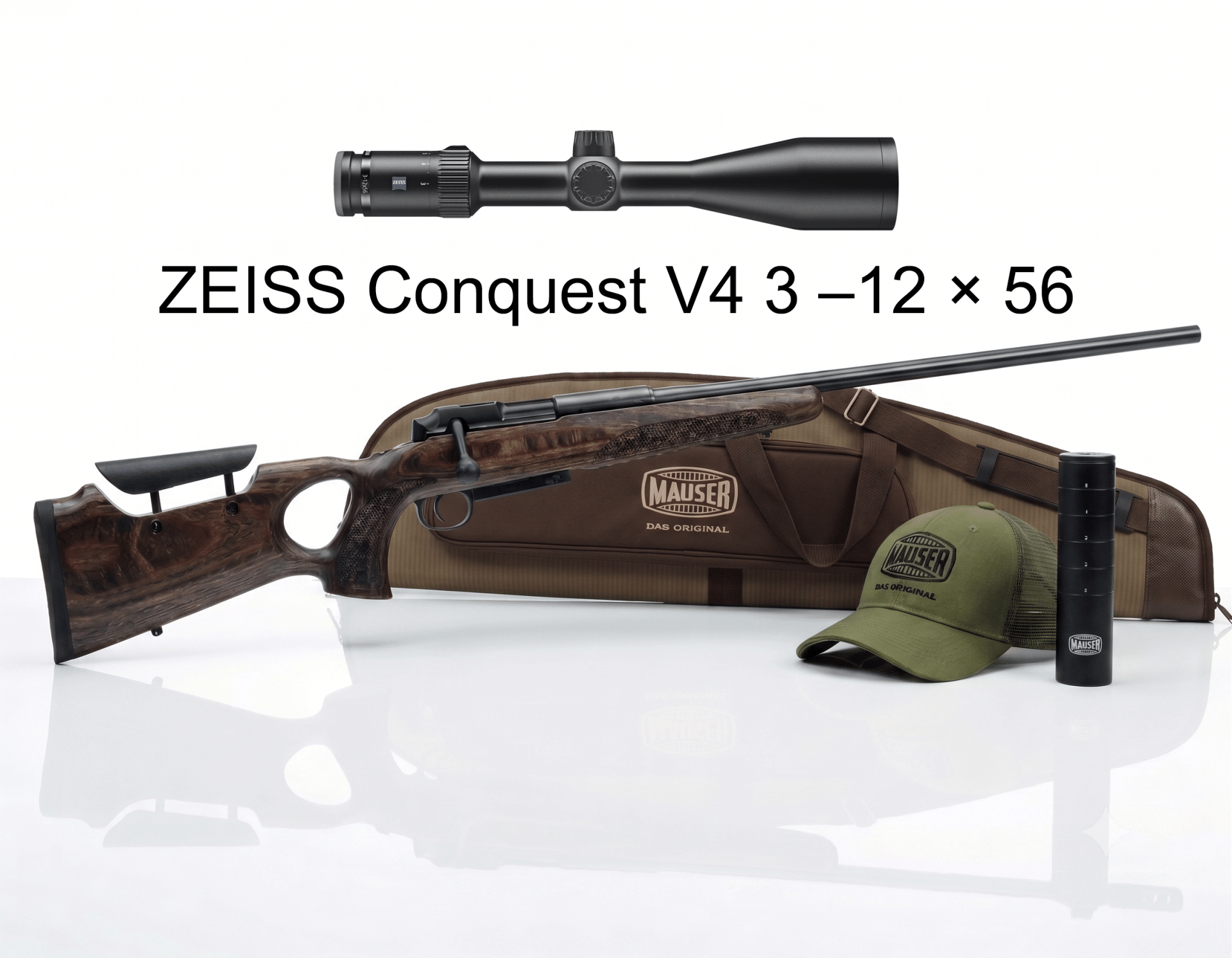Mauser 25 Max .308 Win. Geradezug-Repetierer + ZEISS V4 3-12x56 + Schalldämpfer, Futteral & Cap – Bild 1