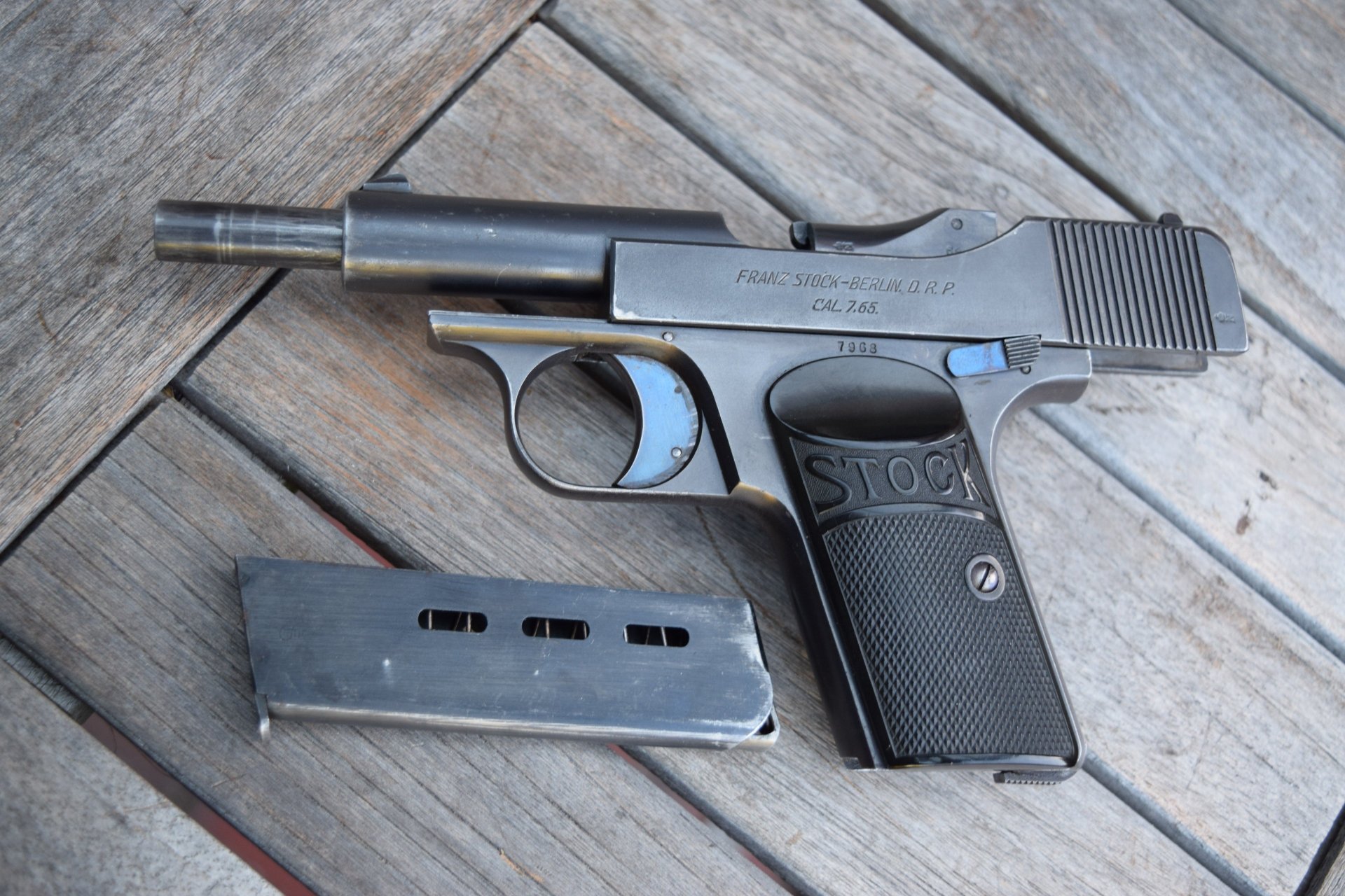 Deutschland Pistole Franz Stock Kal. 7,65 Brow. Sammlerwaffe – Bild 3