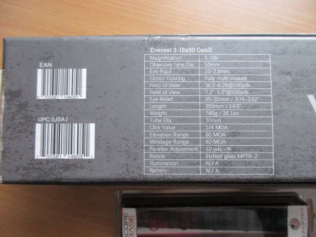 Vector Optics : SCOL-062 Everest 3-18x50 Gen.2 Zielfernrohr Neu incl. 3 Montagen – Bild 5