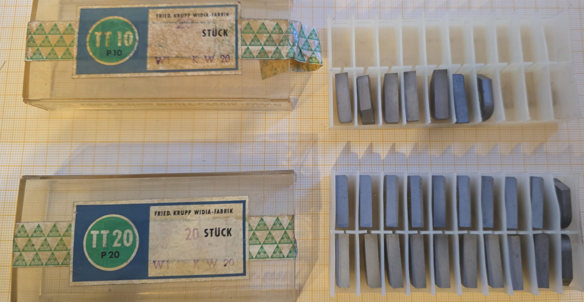 27 Teile, Büchsenmacherwerkzeug Wendeschneidplatten Schneidplatten TT10, P10, TT20 P20 Widia – Bild 1