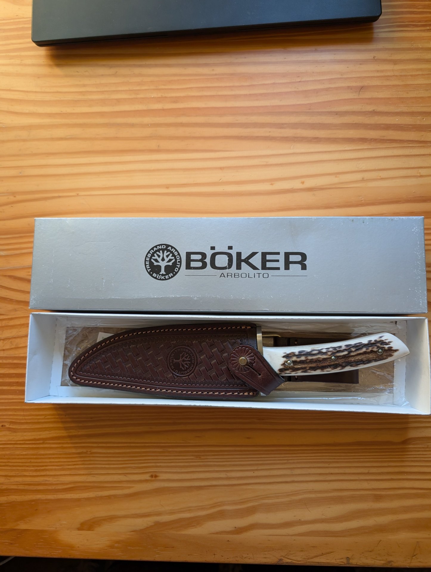 Böker Arbolito Hunter Stag Hirschhorn Jagdmesser (Böhler N695) – Neuwertig in OVP – Bild 8