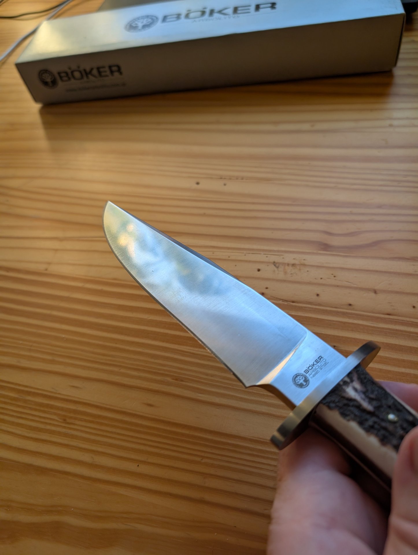 Böker Arbolito Hunter Stag Hirschhorn Jagdmesser (Böhler N695) – Neuwertig in OVP – Bild 5