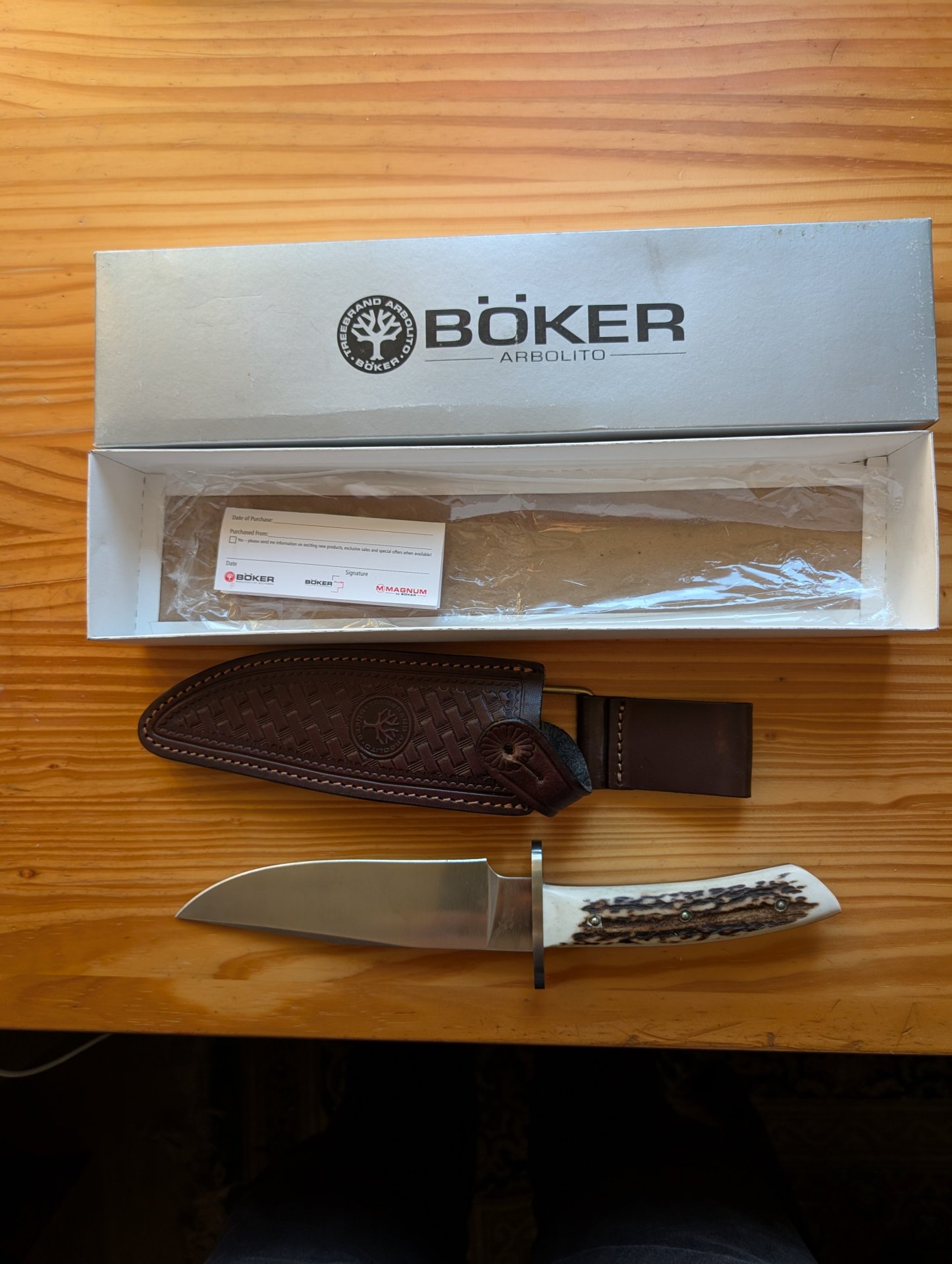 Böker Arbolito Hunter Stag Hirschhorn Jagdmesser (Böhler N695) – Neuwertig in OVP – Bild 1