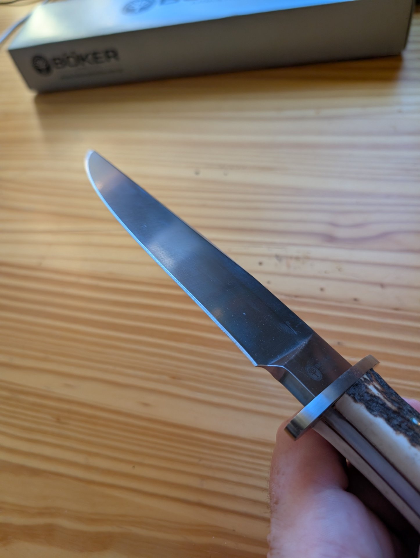 Böker Arbolito Hunter Stag Hirschhorn Jagdmesser (Böhler N695) – Neuwertig in OVP – Bild 4
