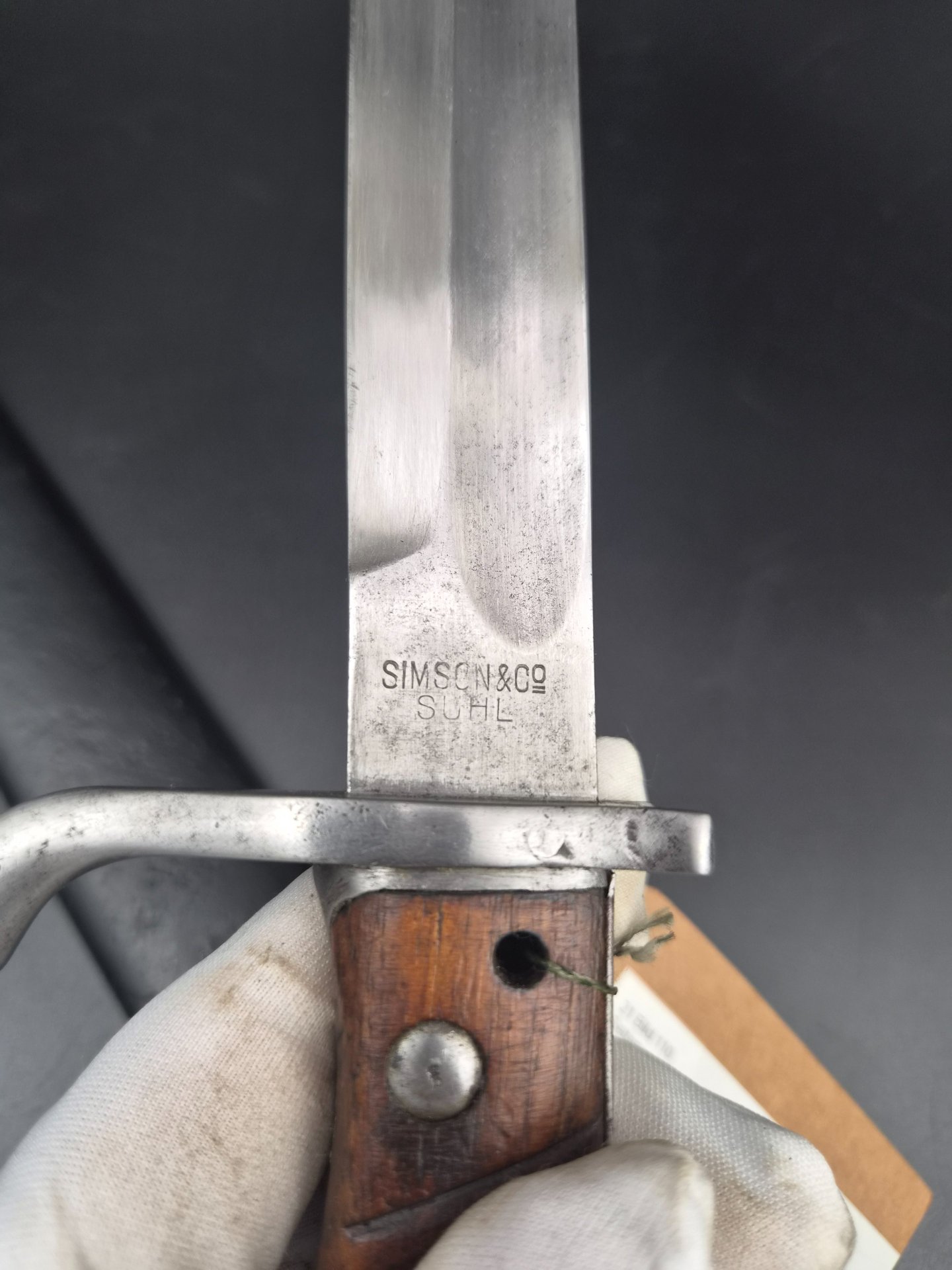 Bayerisches Seitengewehr 98/05 alter Art mit Feuerschutzblech & Stahlscheide, Simson & Co – Bild 7