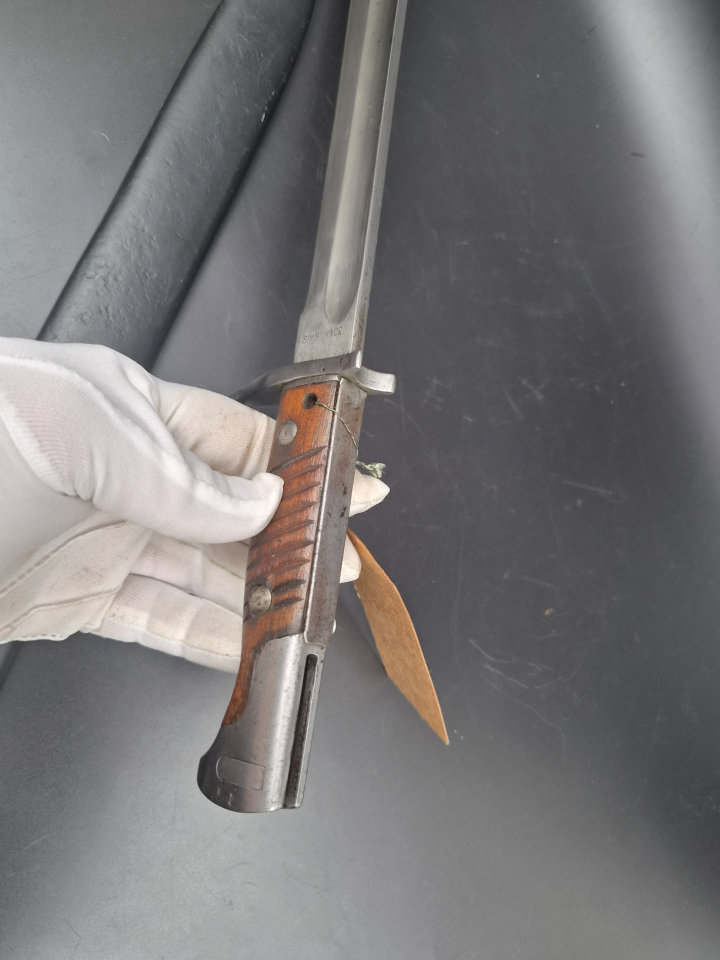 Bayerisches Seitengewehr 98/05 alter Art mit Feuerschutzblech & Stahlscheide, Simson & Co – Bild 6