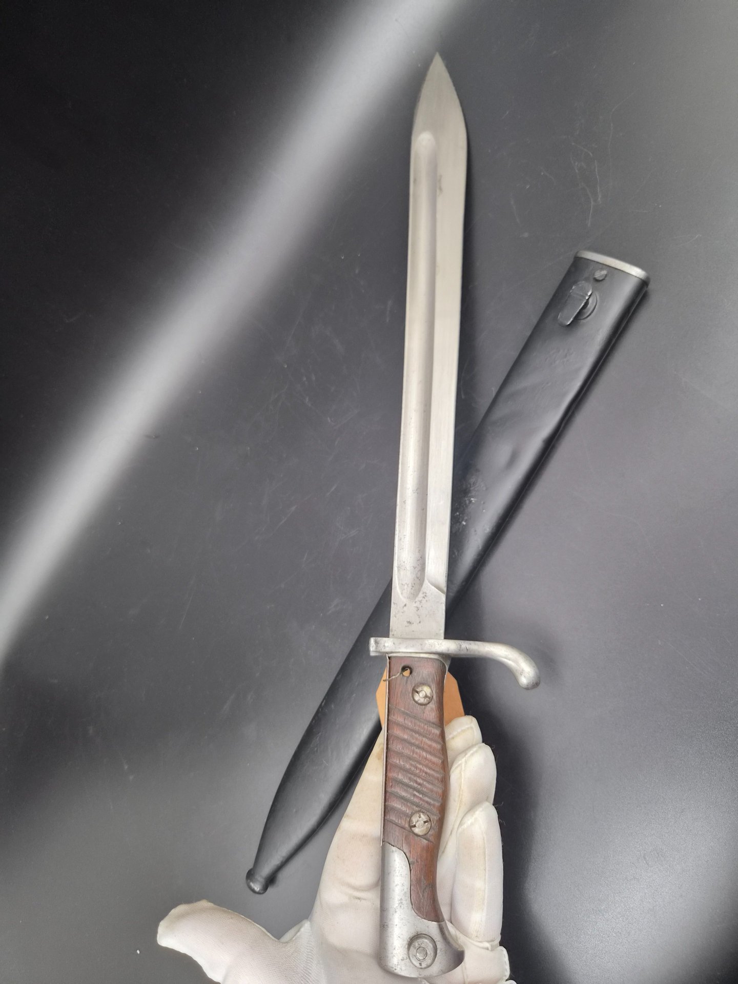 Bayerisches Seitengewehr 98/05 alter Art mit Feuerschutzblech & Stahlscheide, Simson & Co – Bild 4