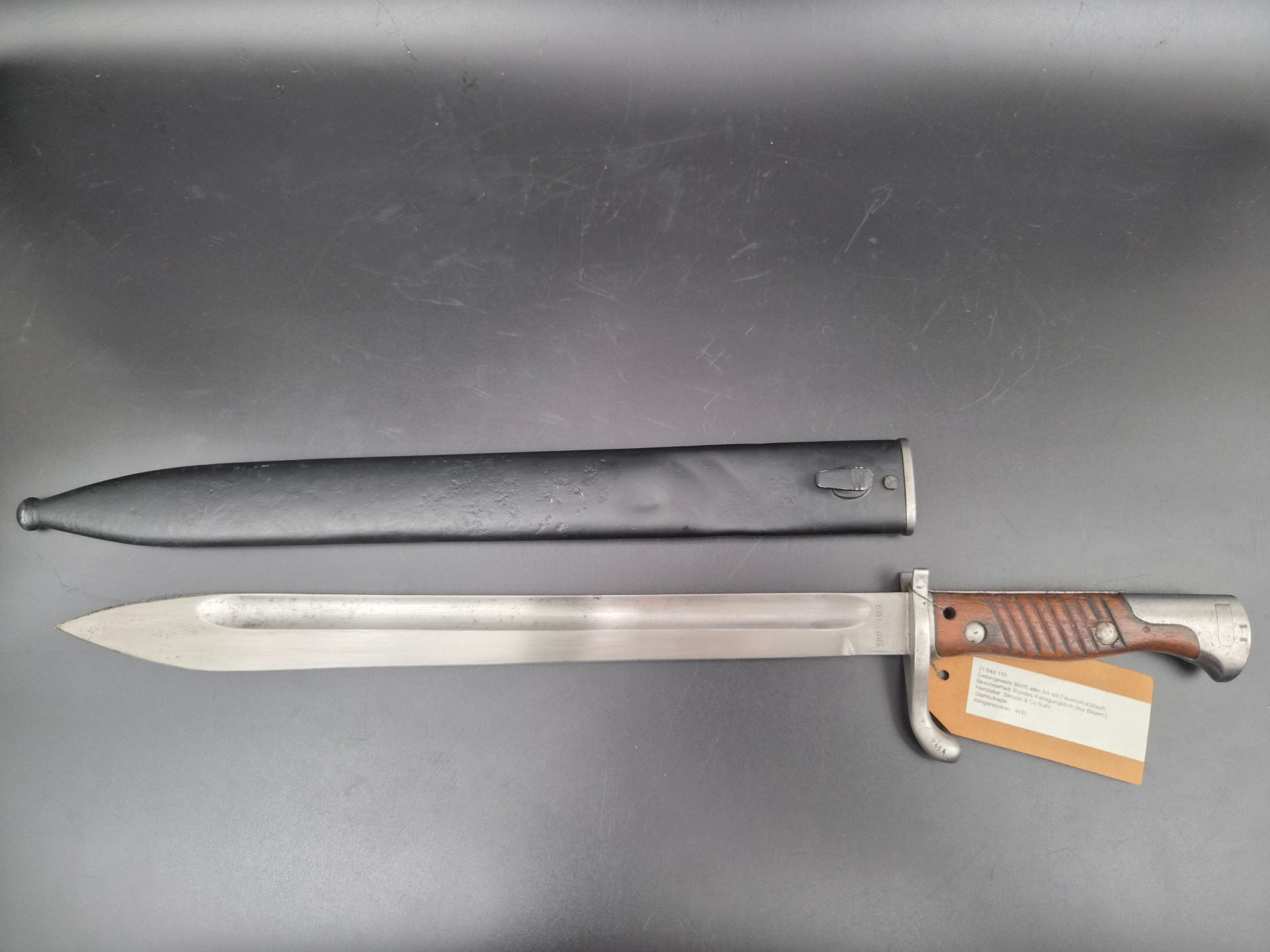 Bayerisches Seitengewehr 98/05 alter Art mit Feuerschutzblech & Stahlscheide, Simson & Co – Bild 2