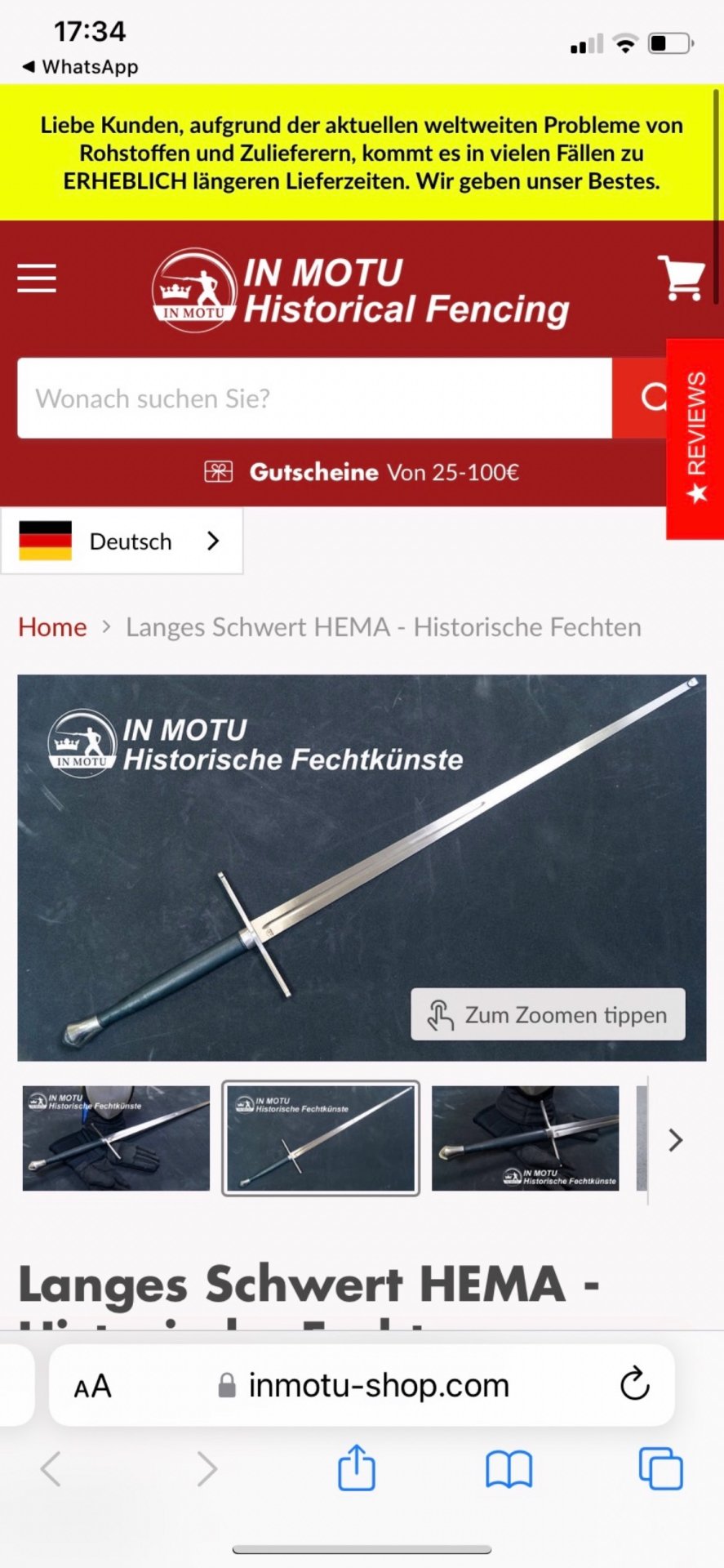 Zweihänder für historisches Fechten inkl. Tasche – Bild 9
