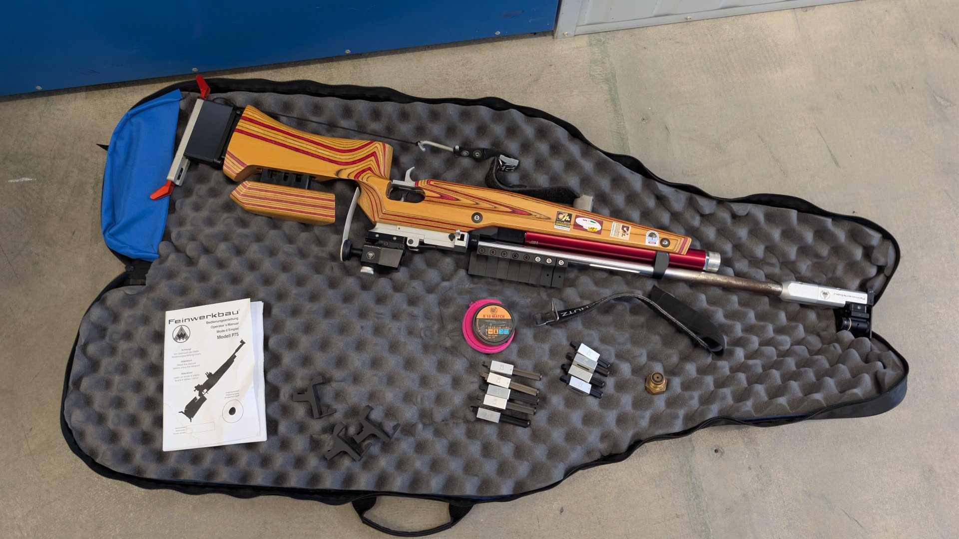 Sommerbiathlon Gewehr FWB P75 Set inkl Riemen, Munition, Magazinhalter und Tasche – Bild 12