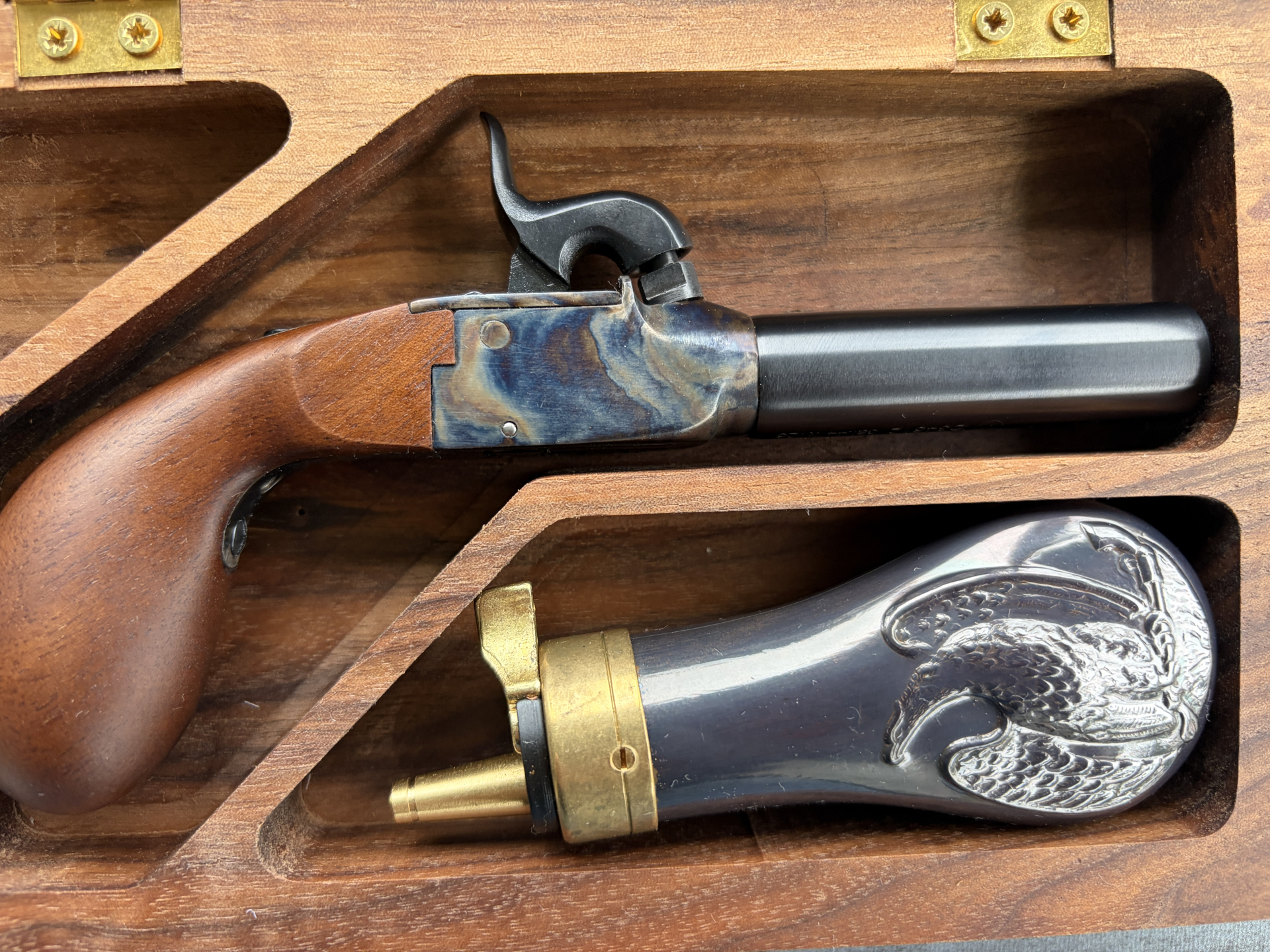 Vorderlader Liegi Derringer+Holzbox+Indoorpiston, – Bild 2