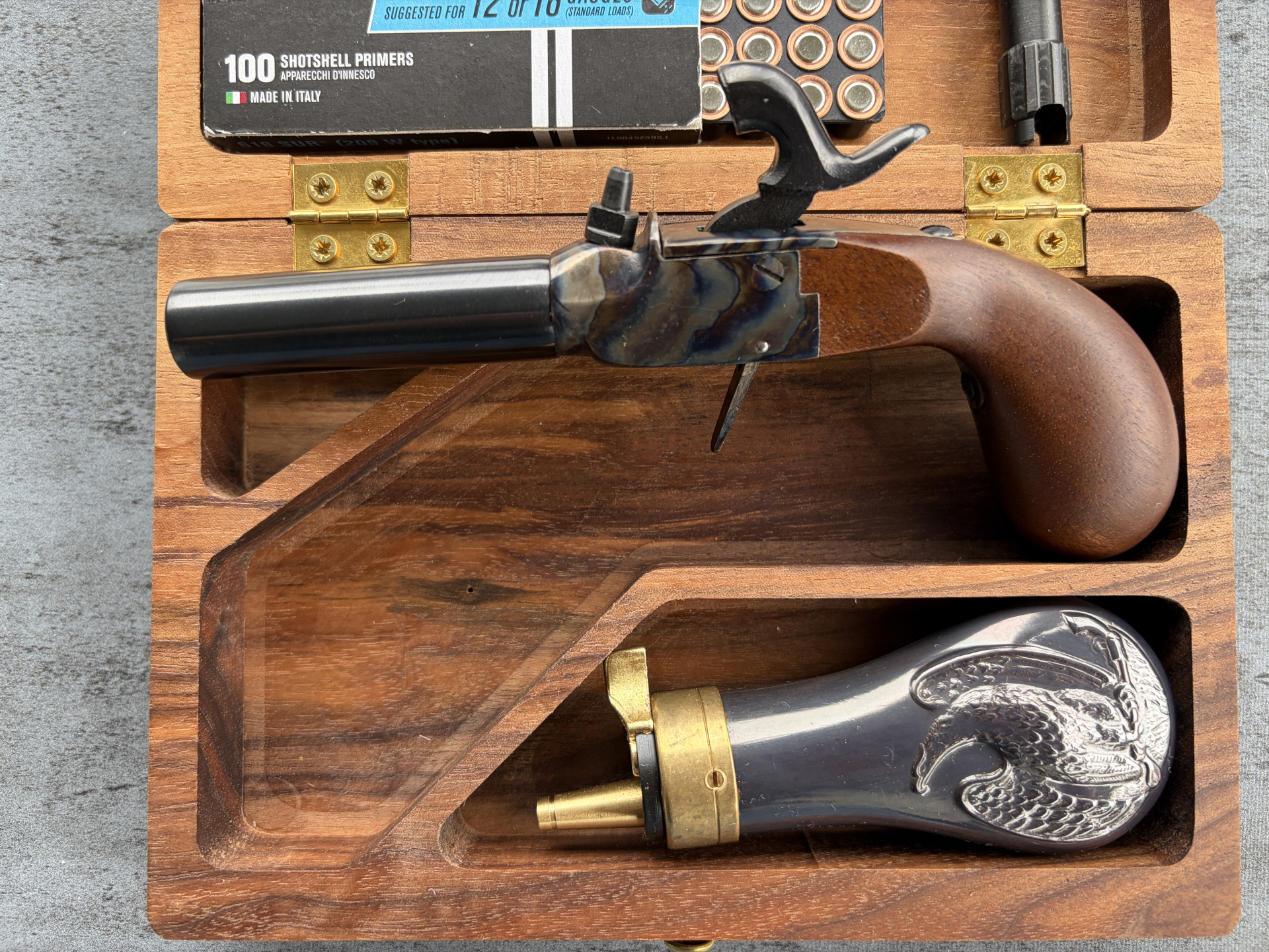 Vorderlader Liegi Derringer+Holzbox+Indoorpiston, – Bild 3