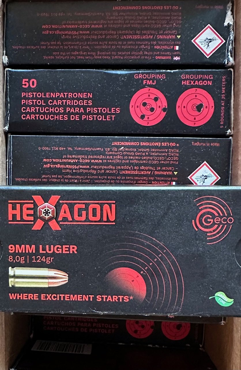 750 leere GECO Hexagon, Boxer Hülsen, 9mm Luger – Bild 1