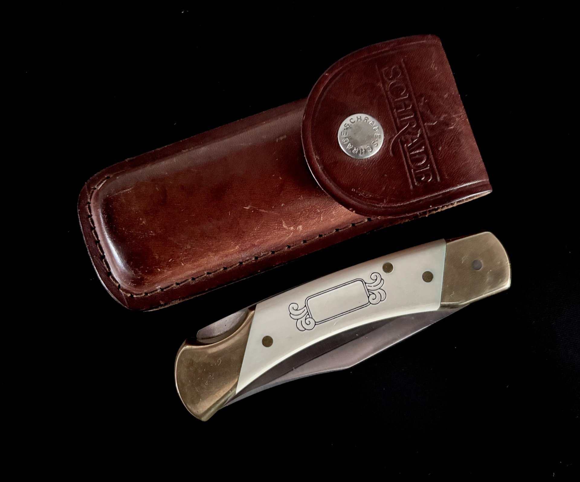SCHRADE USA Folding Hunter Scrimshaw von 1988 neuwertig – Bild 5