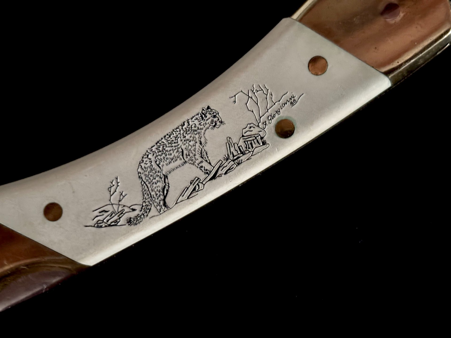 SCHRADE USA Folding Hunter Scrimshaw von 1988 neuwertig – Bild 2