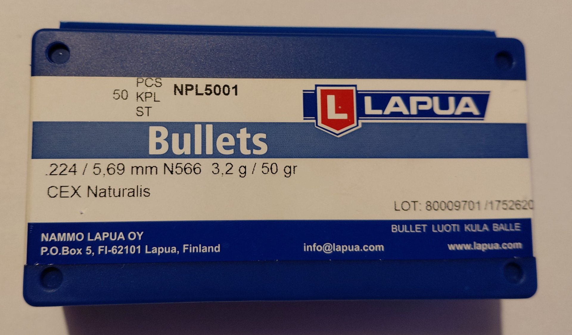 Lapua Geschosse Naturalis N 566 CEX .224/5,69 mm 3,2g/50 gr. Bleifrei – Bild 1