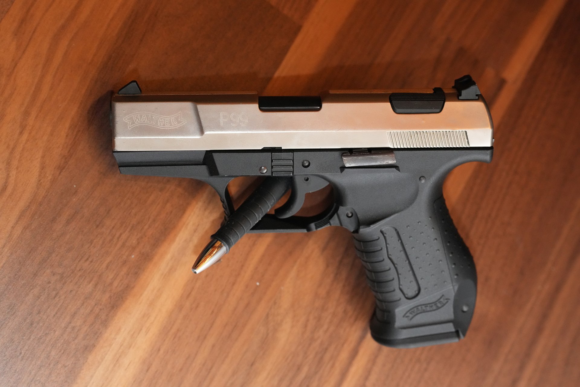 Walther P99 Schreckschusspistole Metallschlitten vernickelt - Kal. 9mm P.A.K. – Bild 3