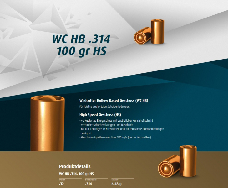 H&N Geschosse .314 WCHB HS 100gr. 500St. (.32S&W) – Bild 1