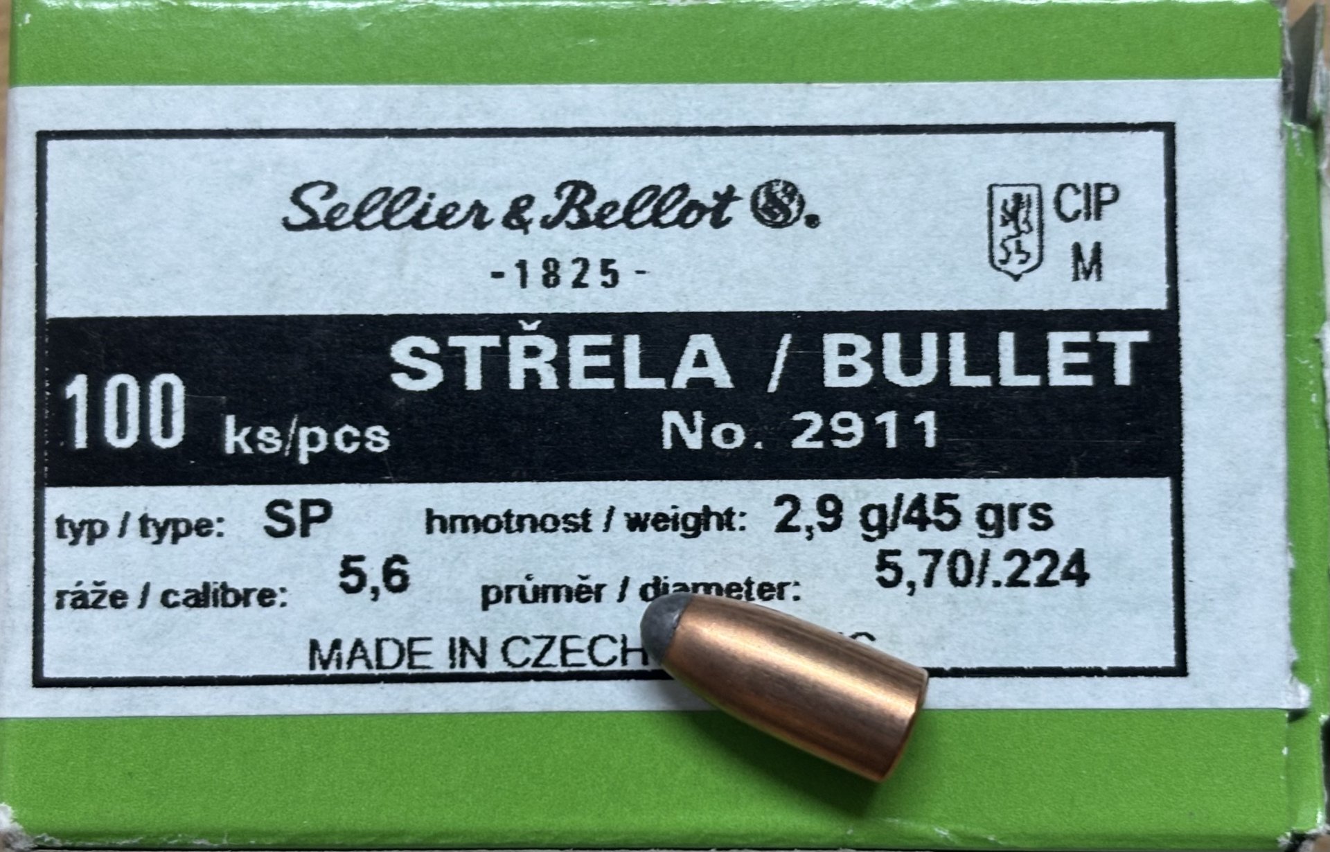 S&B .224 / .22 Hornet SP Geschosse mit 45 Grain/2,9 Gramm – Bild 1