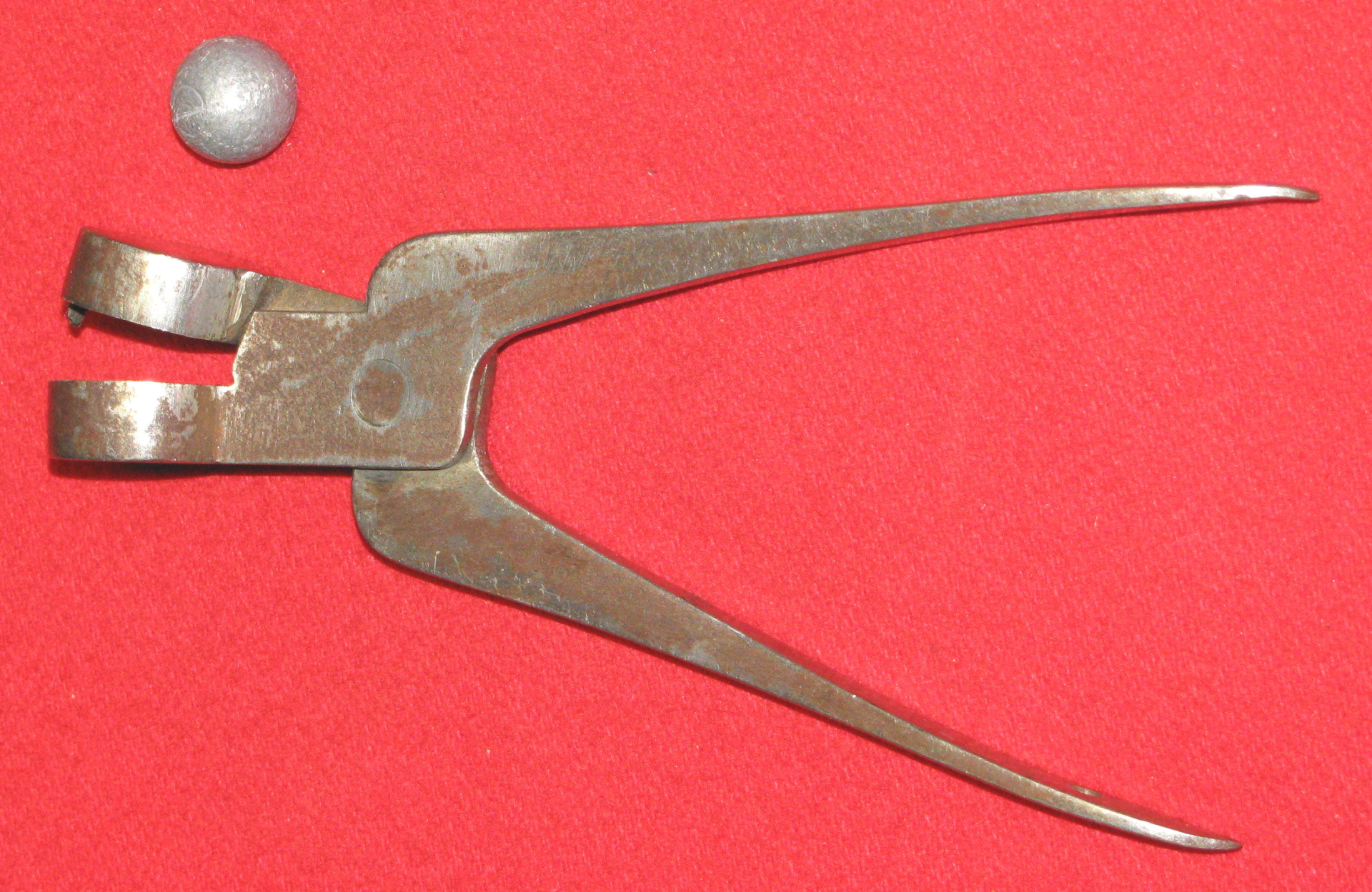 Alte Stahl Kugel - Zange für Blei - Murmeln mit ca. 16mm Durchmesser – Bild 2