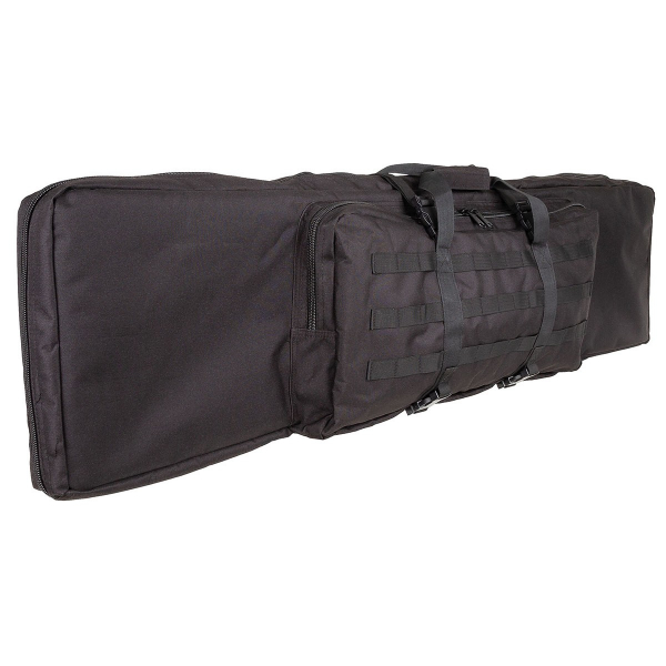Gewehrtasche f. 2 Langwaffen bis 140cm Schwarz m. Trennwand + Rucksackgurte – Doppel Futteral – Bild 1