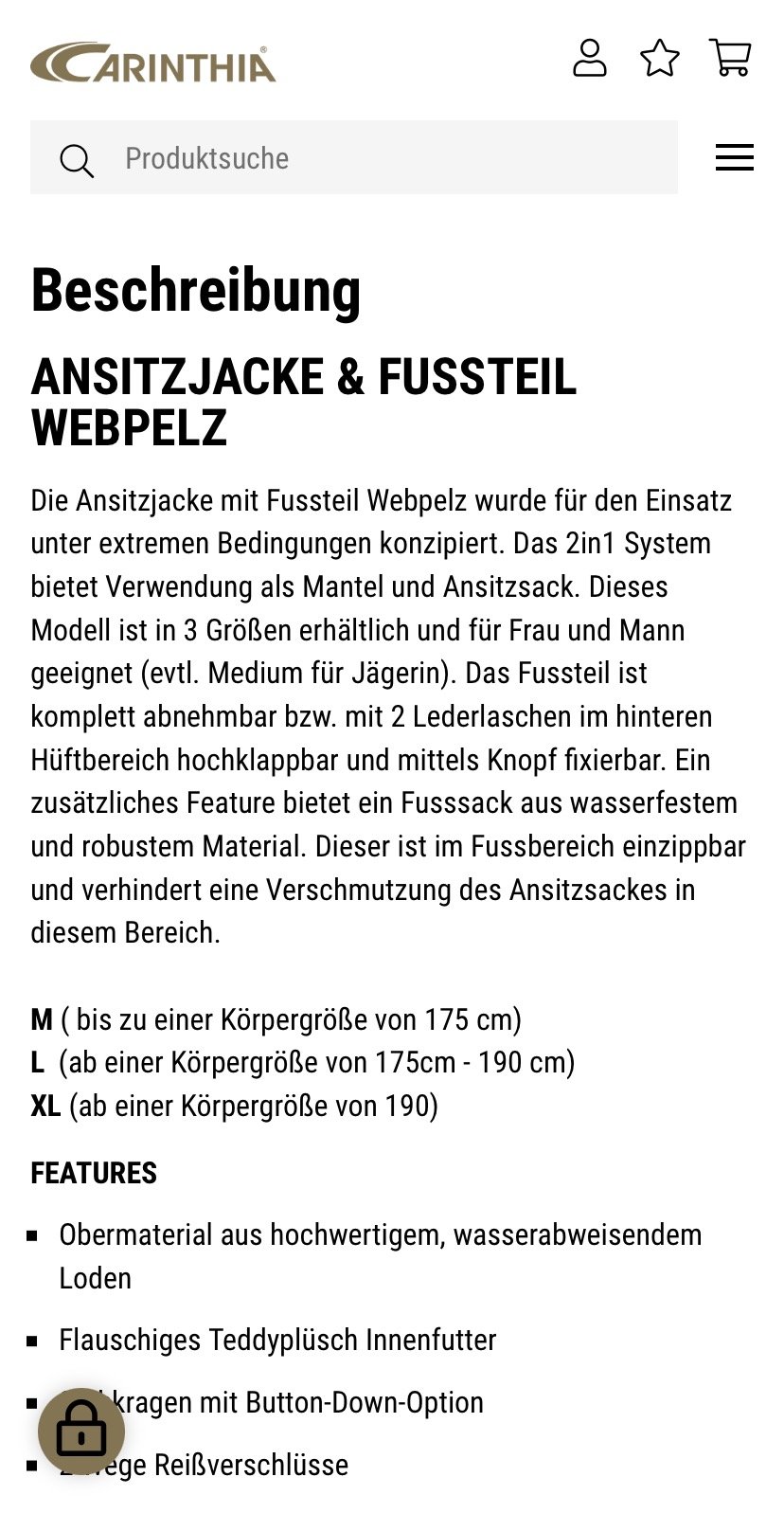 Ansitzmantel mit Fußsack Carinthia Loden – Bild 2