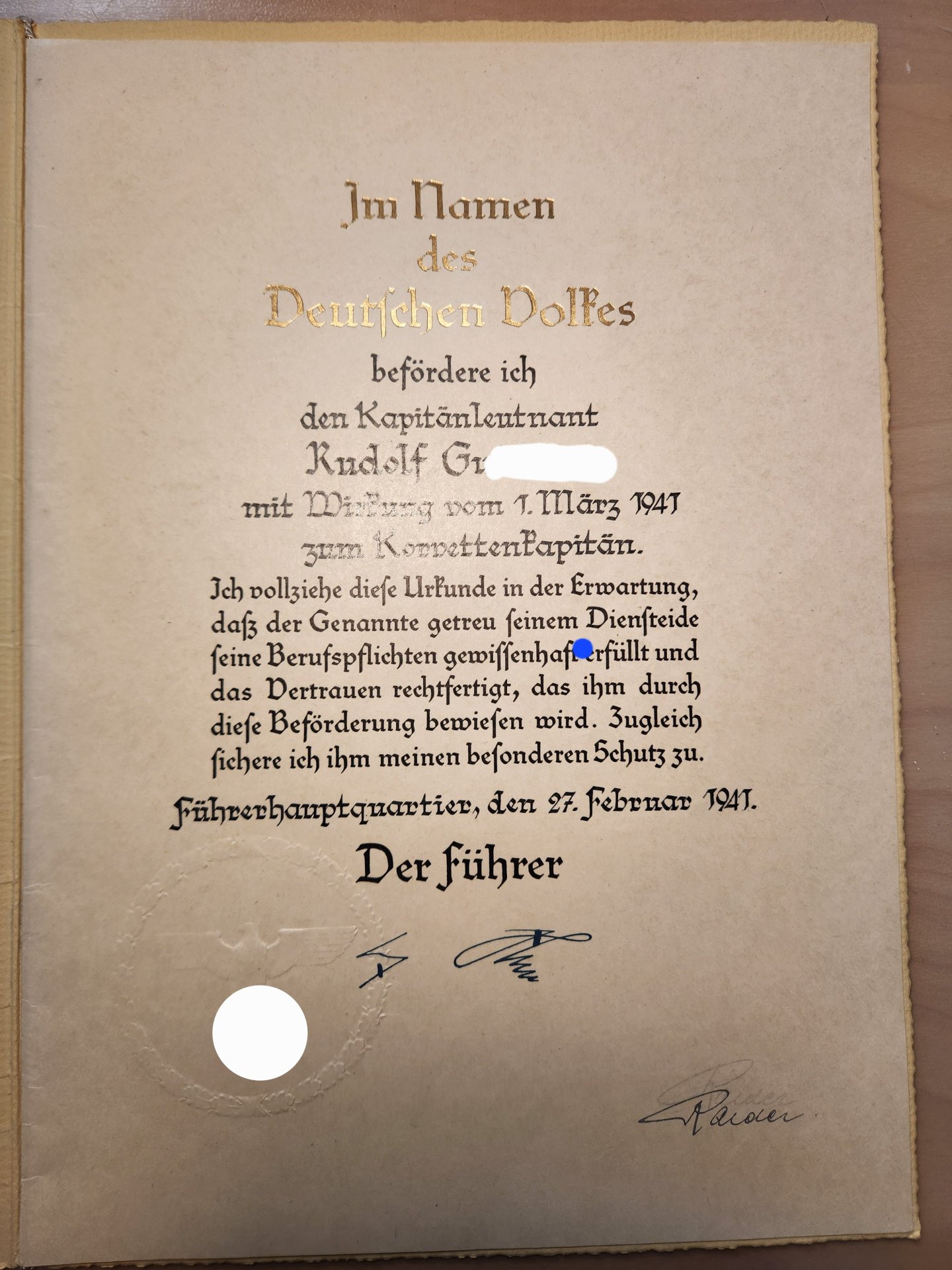 Kriegsmarine-Offiziersdolch (Modell 1938) inkl. Urkunde – Bild 4