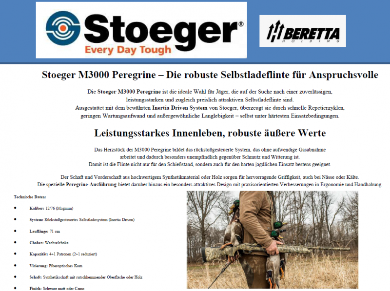 Selbstladeflinte Stöger-Beretta M3000 Peregrine Kal. 12/76 (NEUWAFFE) – Bild 2