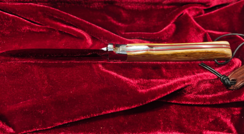 DNC "Athos" – RWL34 | Mammutelfenbein | Scrimshaw Gravur Bär | Exklusives Sammlermesser | Jagdmesser – Bild 4