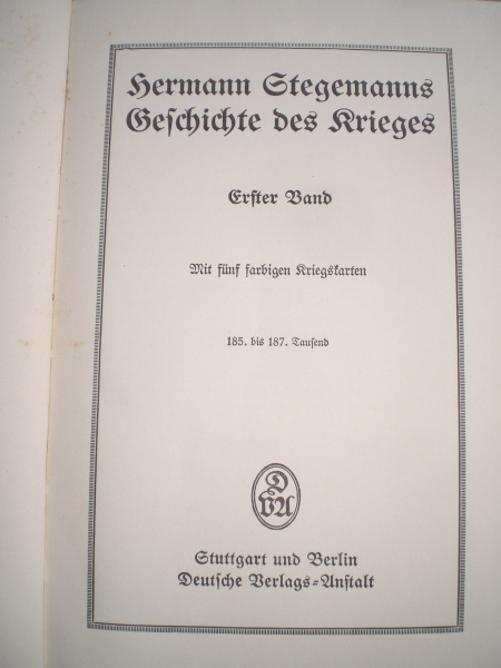 Antiquarisches Buch: Hermann Stegemanns Geschichte des Krieges alle 4 Bände im Topzustand – Bild 3