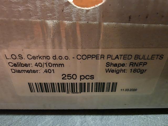 494 LOS Geschosse .40 180gr RNFP copper plated – obrázek 3