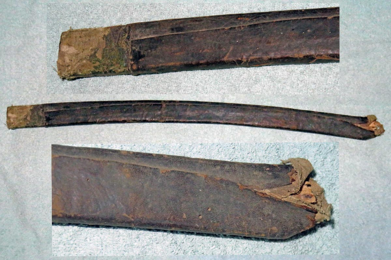 Alte Scheide für einen Säbel oder Jagdplaute Holzkorpus mit Lederbezug – Bild 2
