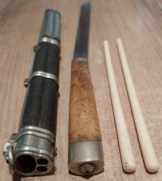 Rarität: Antikes asiatisches Essbesteck (Trousse) – Qing-Dynastie / Mongolei um 1900 – slika 2
