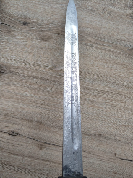 Seltenes Polizei-Seitengewehr Alexander Coppel Solingen S.Br.I.130 Breslau. Nummerngleich, geätzt. – billede 2
