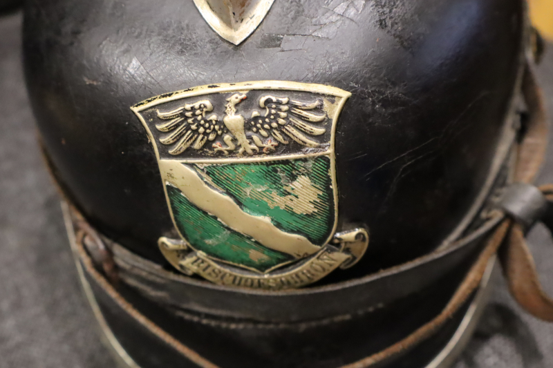 Lederhelm preußische Form 1890 Bischofsdrohn – Bild 2