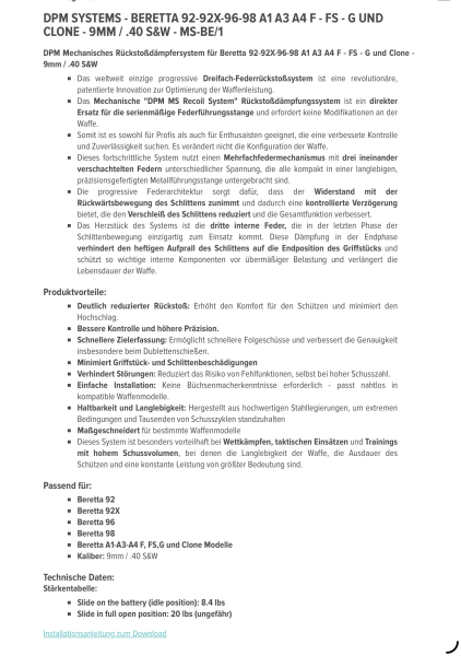 Beretta DPM Federsystem – Bild 2