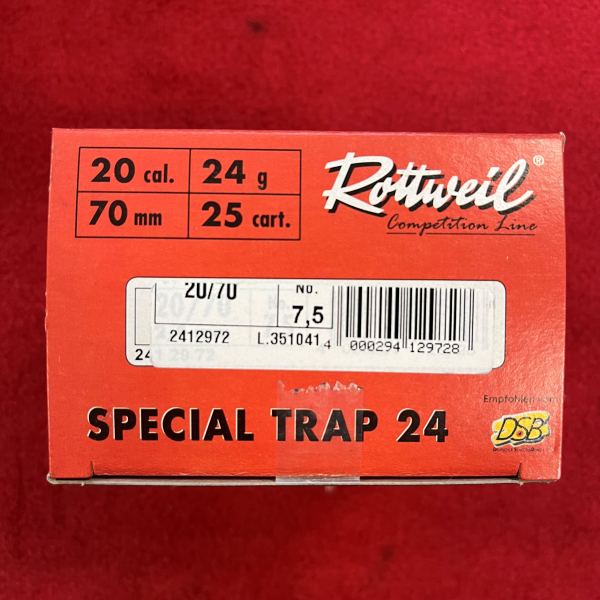 Rottweil Special Trap 24 – Kaliber 20/70 – 24g – 2,4mm - Nr. 7,5 - 250 Schuss - inkl. Versand – billede 4