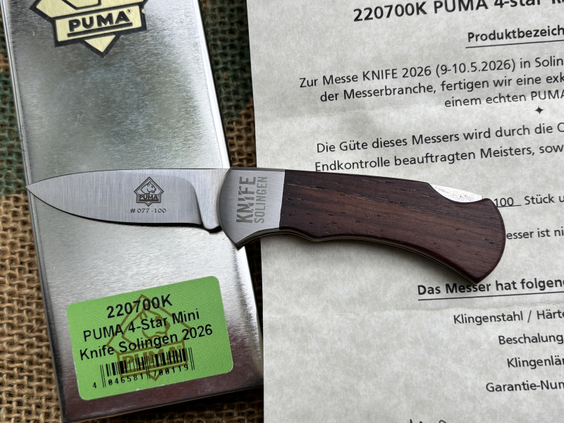 PUMA x KNIFE Solingen 4 Star Mini Taschenmesser. Limited 100 Stck. Palisanderholz – Bild 3