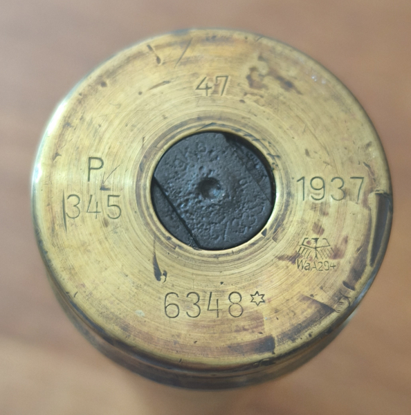 Messinghülse 3,7cm FLAK mit Stahlzünder – Bild 3