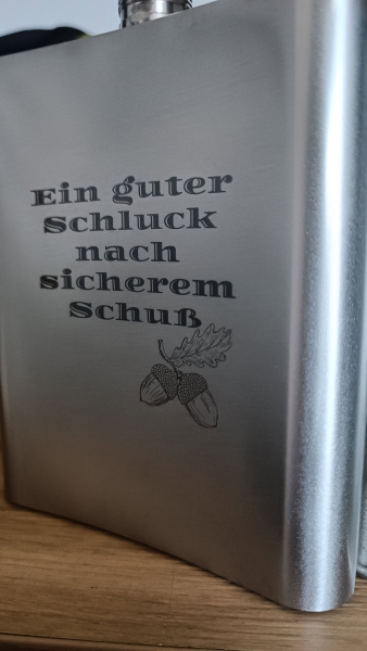 Flachmann -Personalisiert- *Edelstahl/schwarz/Leder – Bild 3