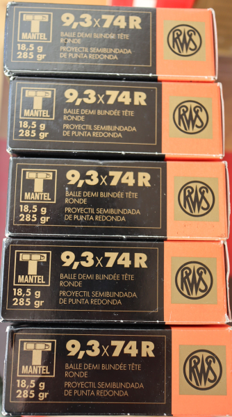 RWS 9,3x74 R Teilmantel-Rundkopf Geschoss 18,5g/285grs. 94 Patronen – Bild 2